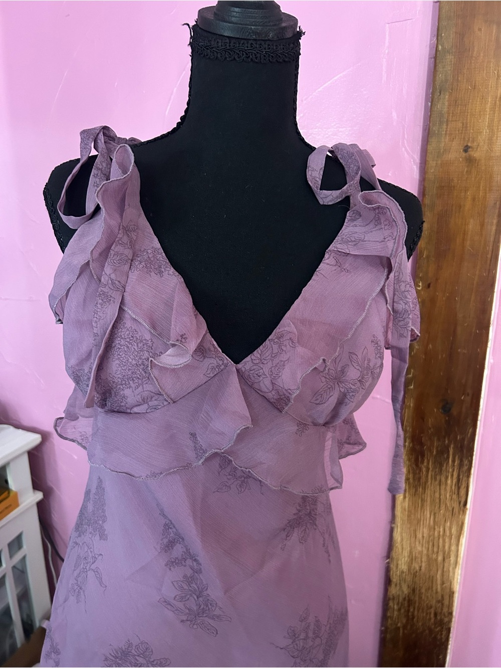 RIHOAS Lilac Floral Sheer-Overlay Dress